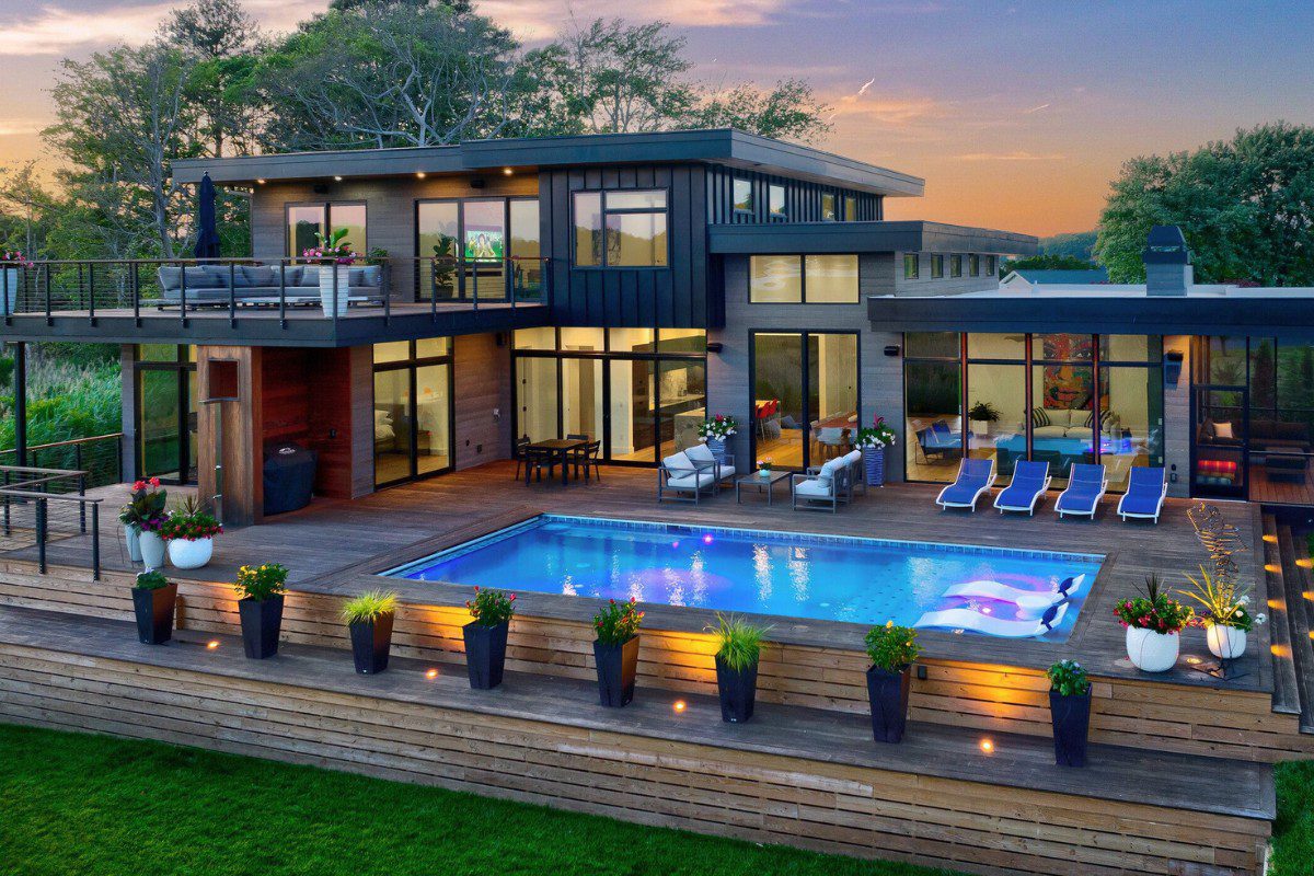 Luxury custom home by CRx Construction at twilight on the Delaware coast