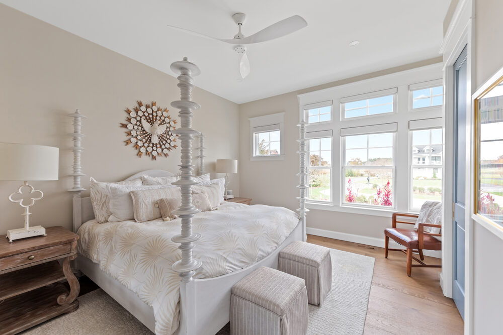 Finished coastal living room in a completed Angola by the Bay custom home