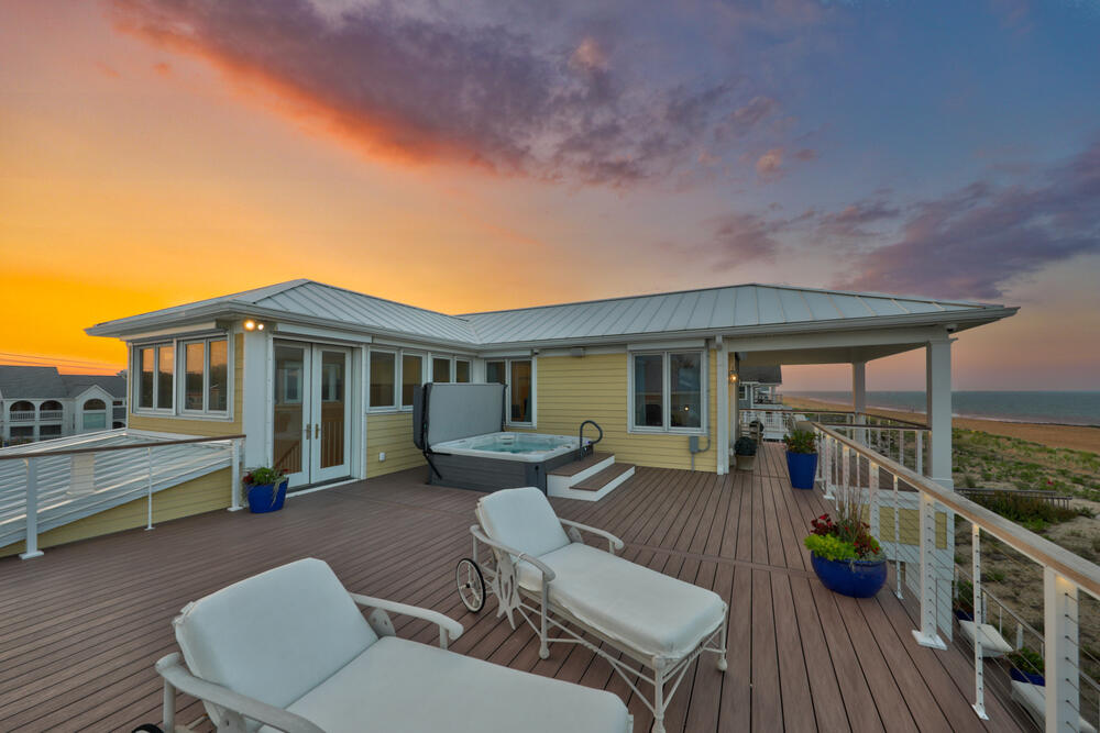 Backyard pool and lot layout at a Rehoboth by the Sea custom home