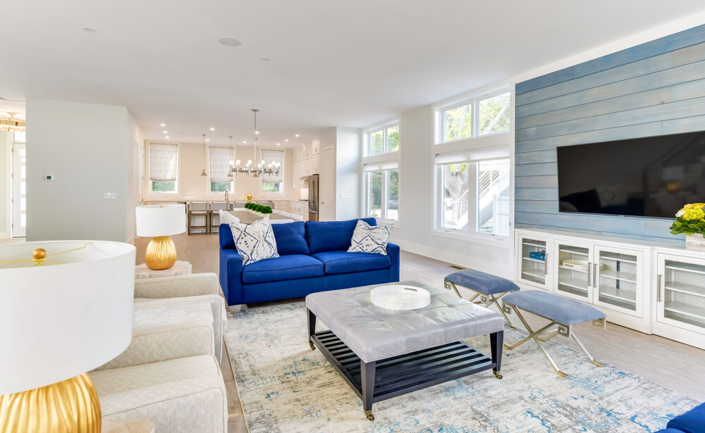 Backyard pool and lot layout at a Seabreeze custom home
