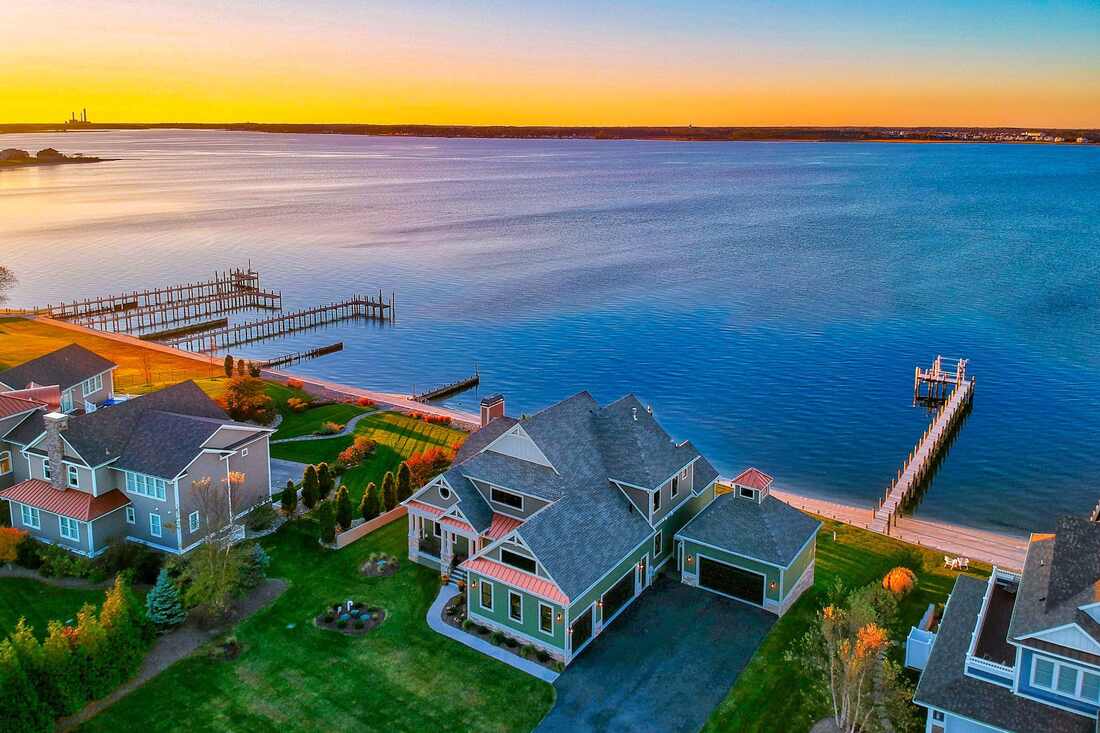 Backyard pool and lot layout at a Henlopen Acres custom home