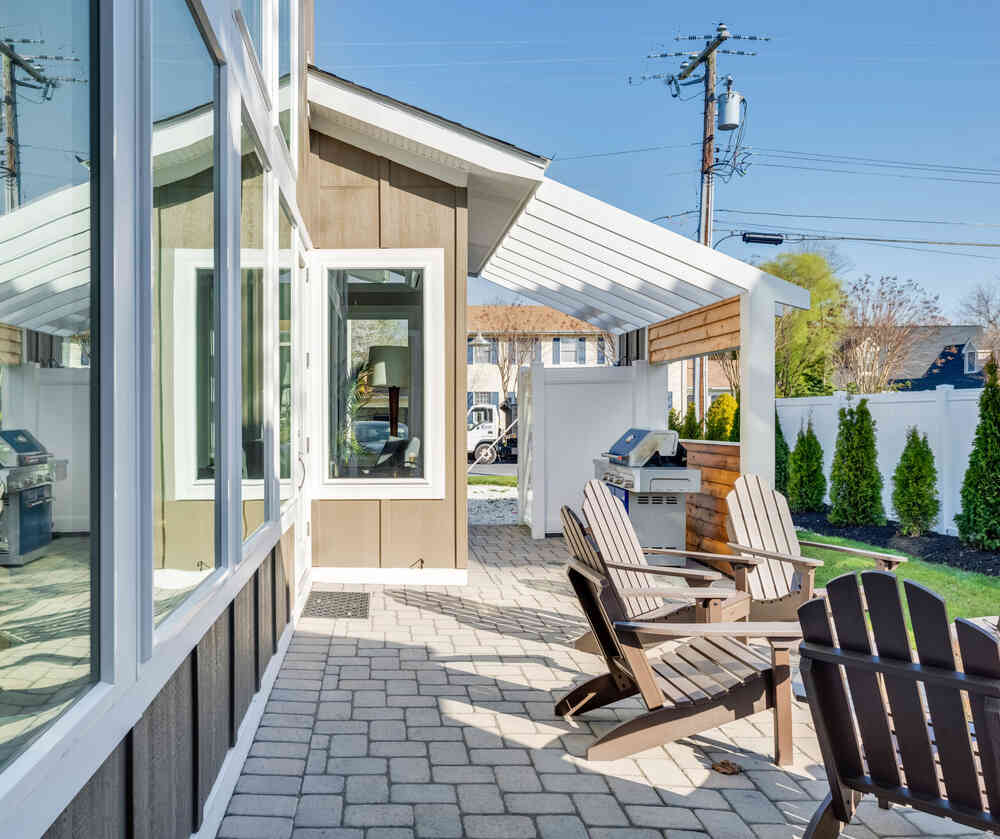 Elevated screened deck at a North Rehoboth coastal home