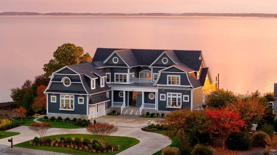 Finished coastal living room in a completed North Shores custom home