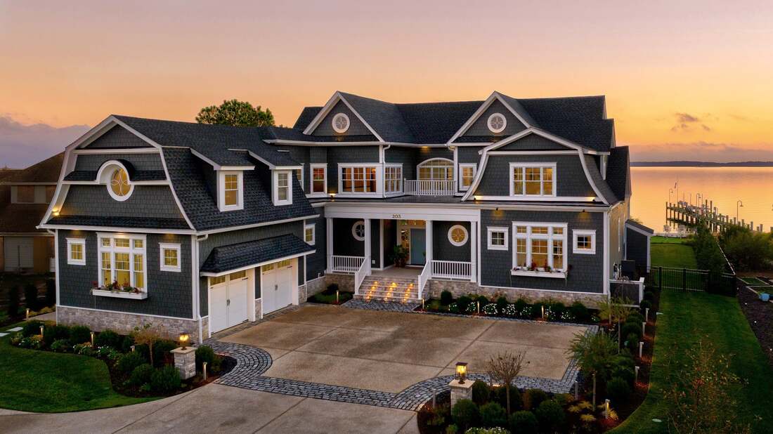 Cedar-shingle custom home built by CRx Construction in North Shores, Delaware