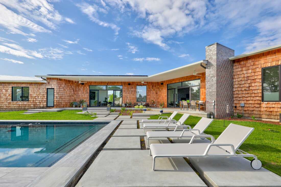 Elevated pool overlooking the Salt Pond at a Showfield custom home