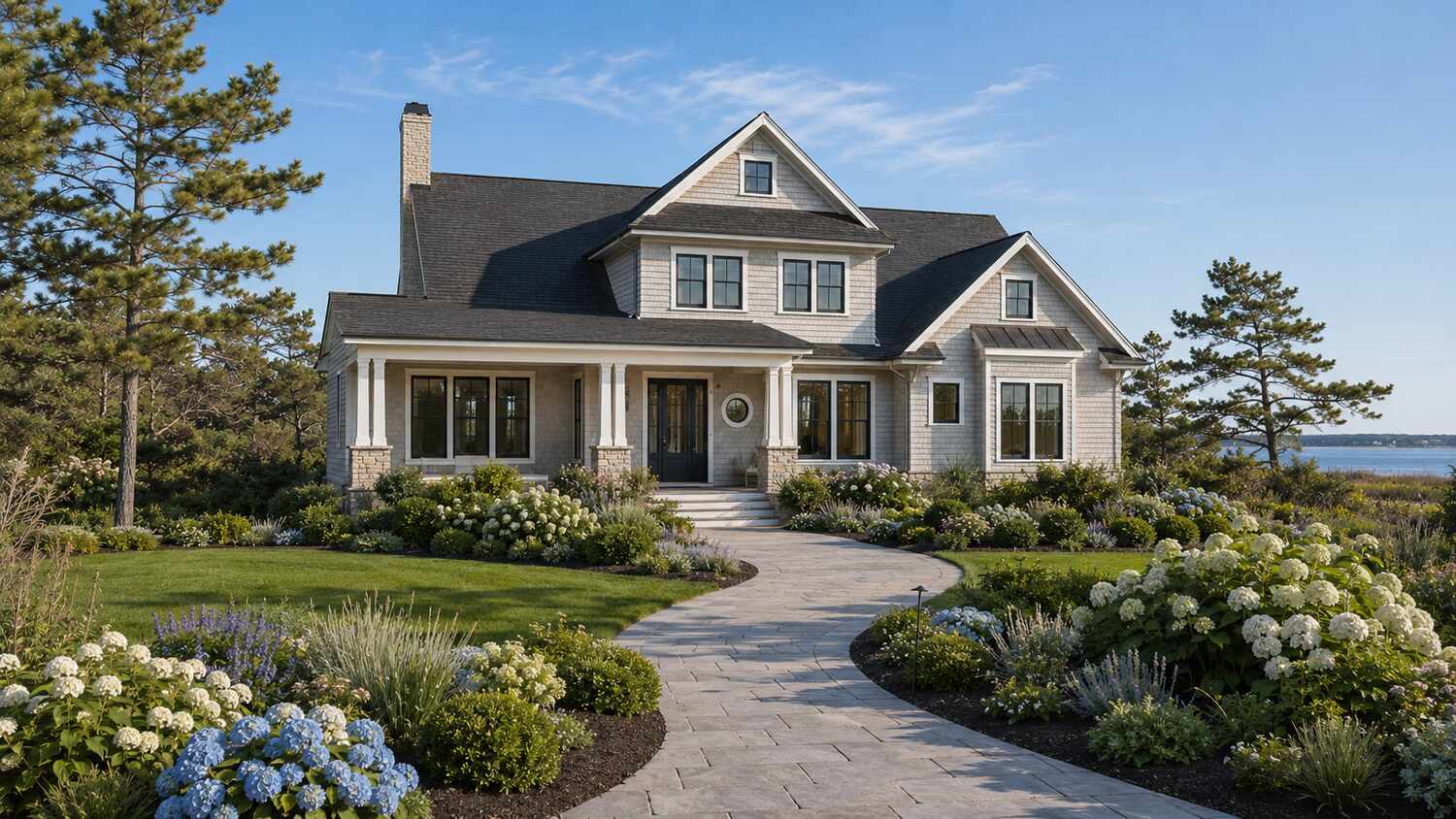 Cedar-shingle custom home built by CRx Construction in Bay Pines, Delaware