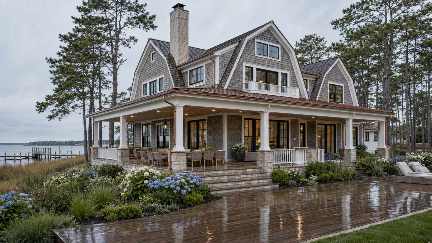 Cedar-shingle custom home built by CRx Construction in Bayfront at Rehoboth, Delaware
