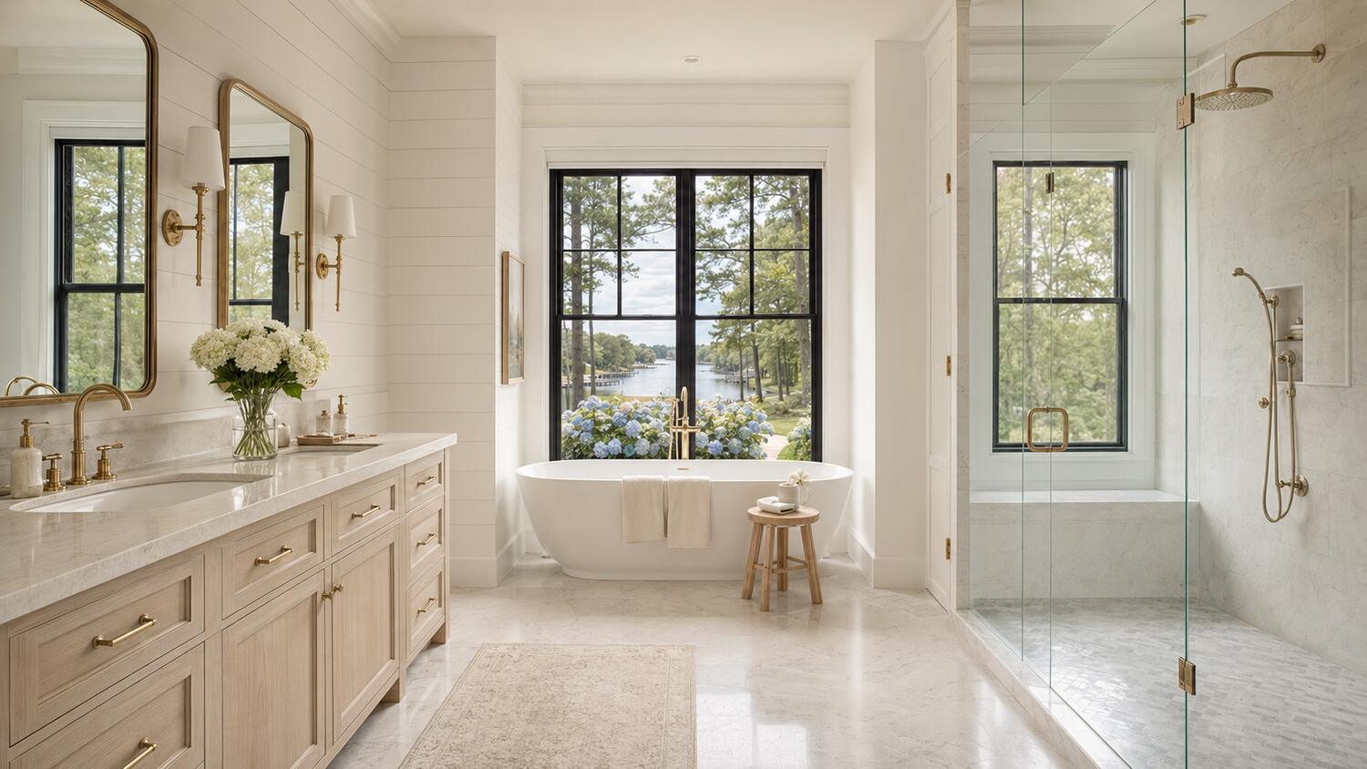 Cedar outdoor shower built for coastal salt-air exposure in Canal Corkran