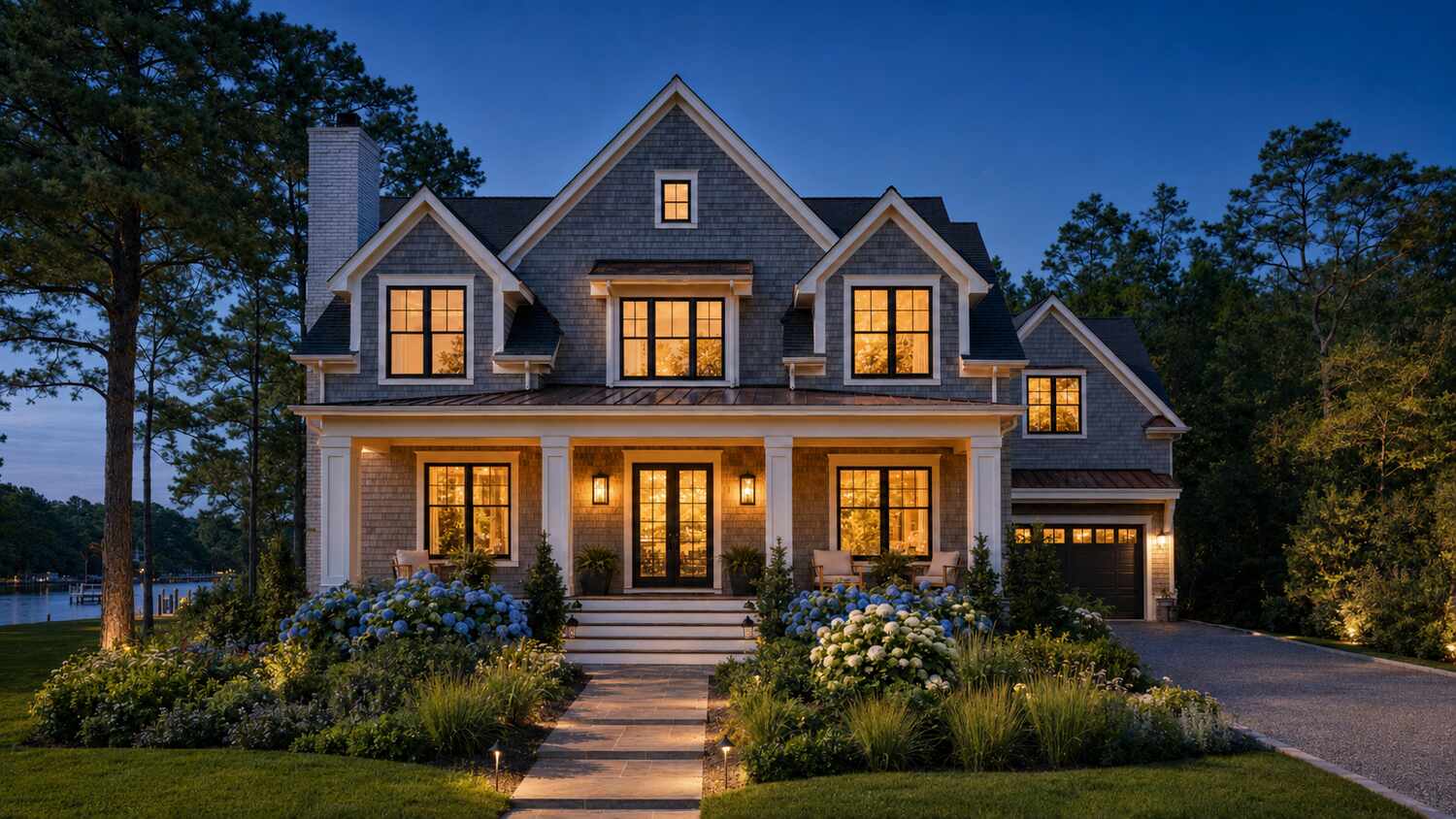 Deck lounge and outdoor living space at a Canal Corkran custom home