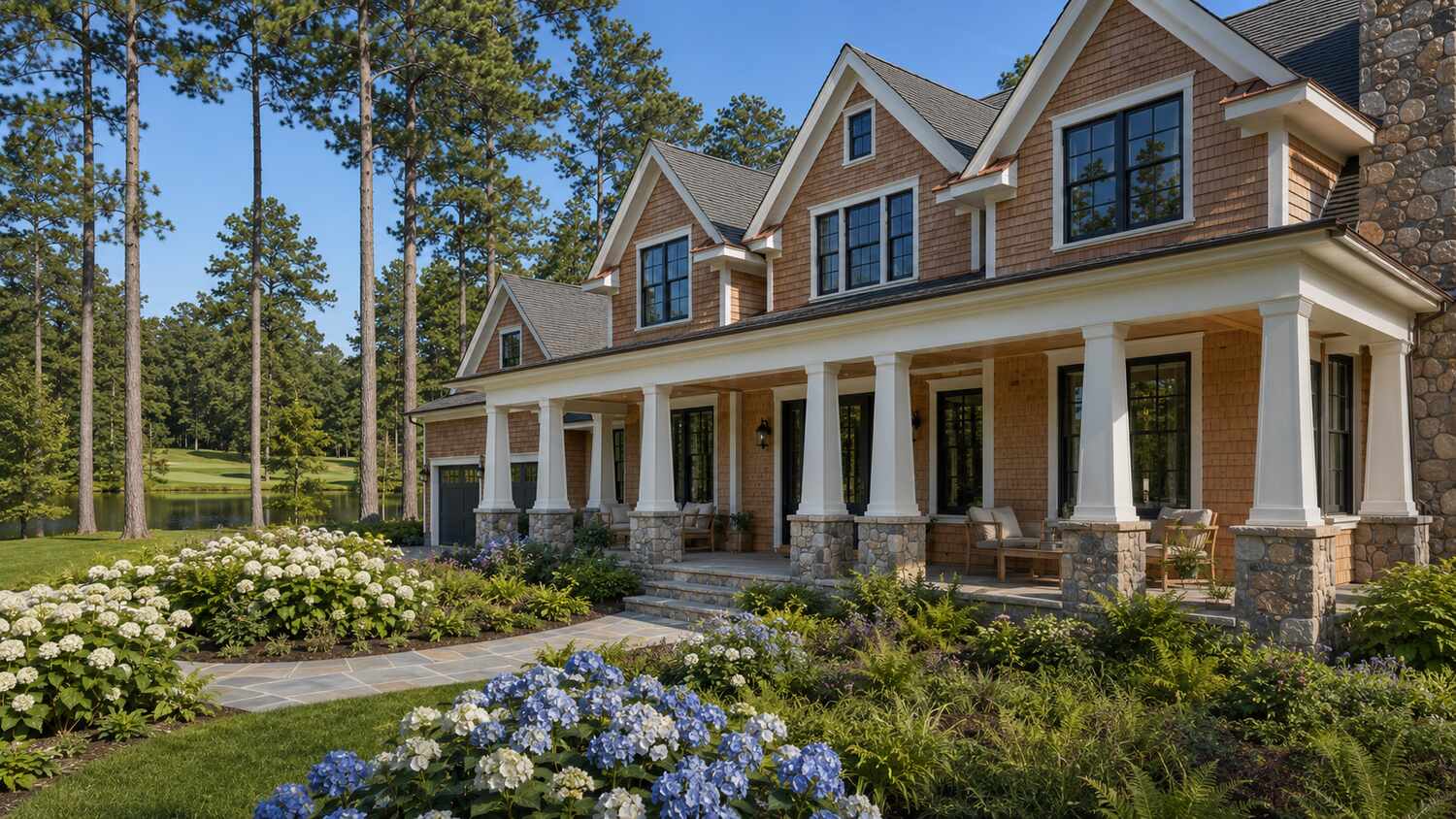 Cedar-shingle custom home built by CRx Construction in Kings Creek, Delaware