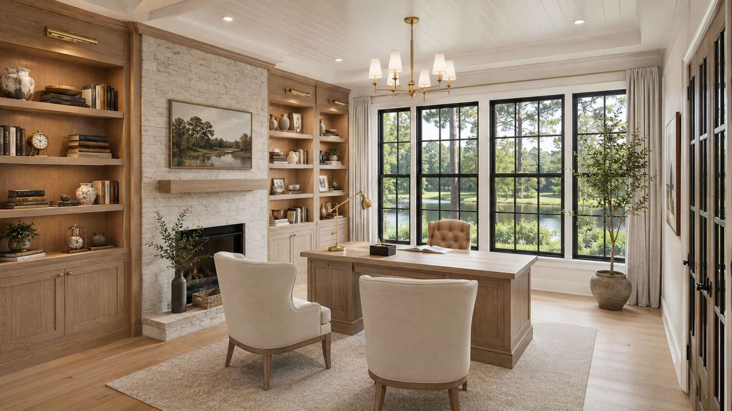 Finished coastal living room in a completed Sawgrass South custom home