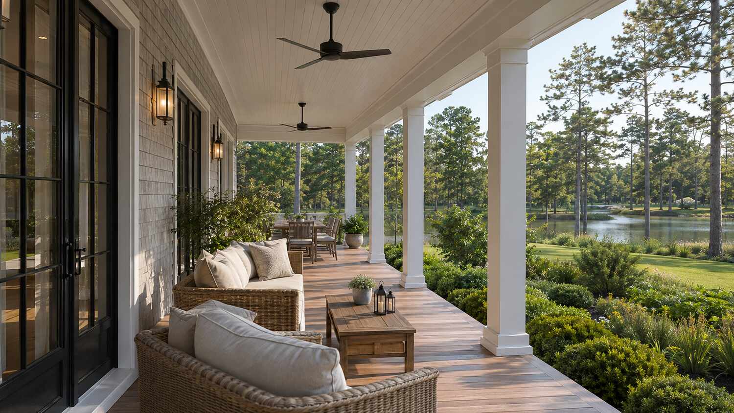 Covered deck and outdoor living at a Sawgrass South coastal home