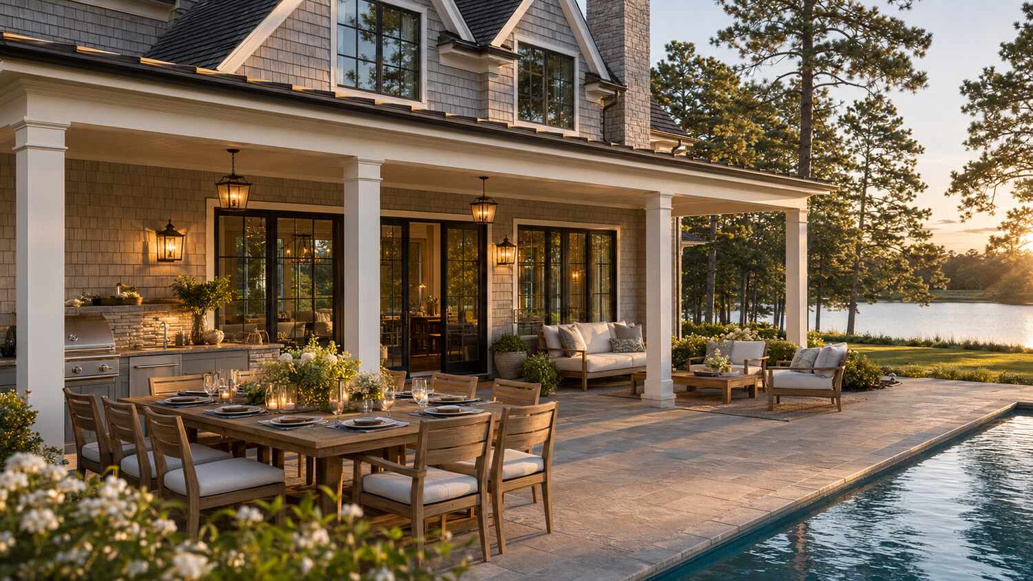 Elevated pool overlooking the Angola at a Sawgrass South custom home