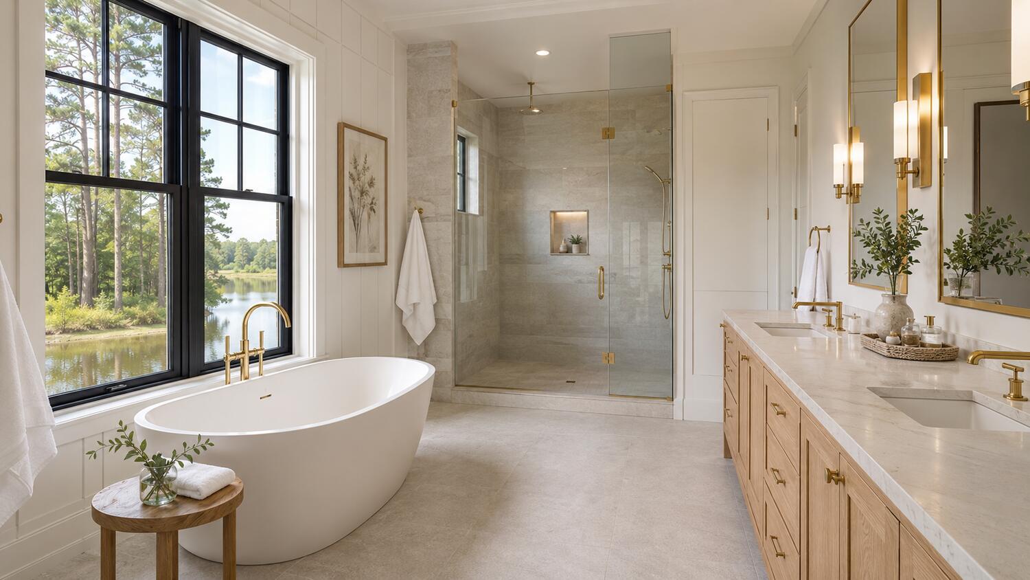 Cedar outdoor shower built for coastal salt-air exposure in Sawgrass South