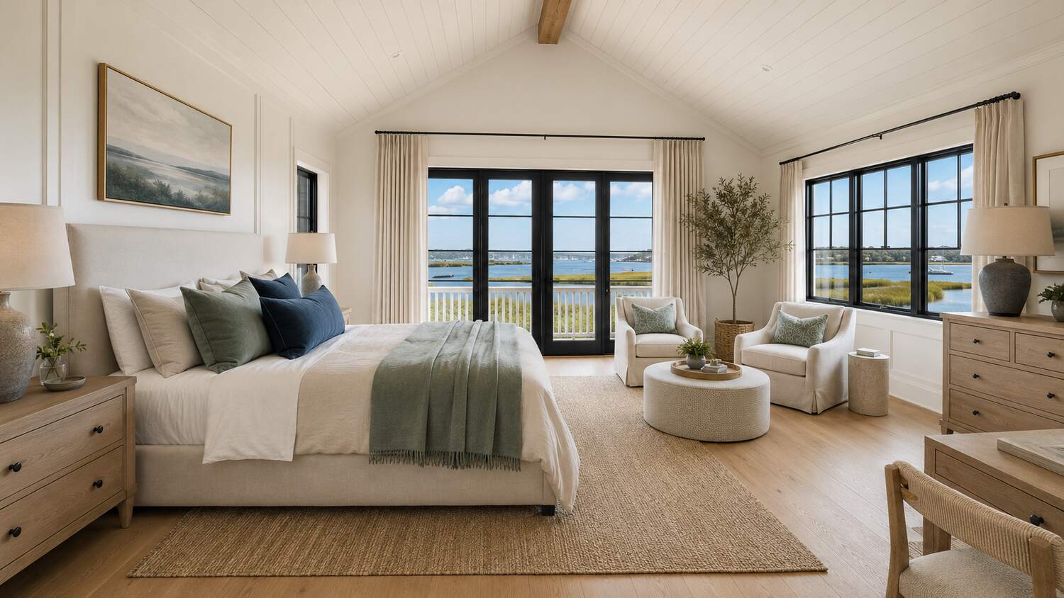 Deck lounge and outdoor living space at a South Shore custom home