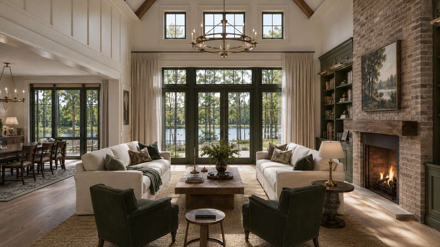 Finished coastal living room in a completed The Sanctuary custom home