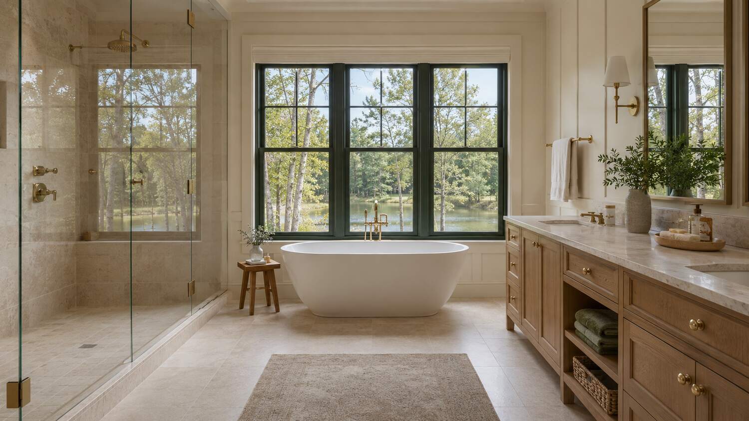 Screened cedar porch at a The Sanctuary coastal home near the water